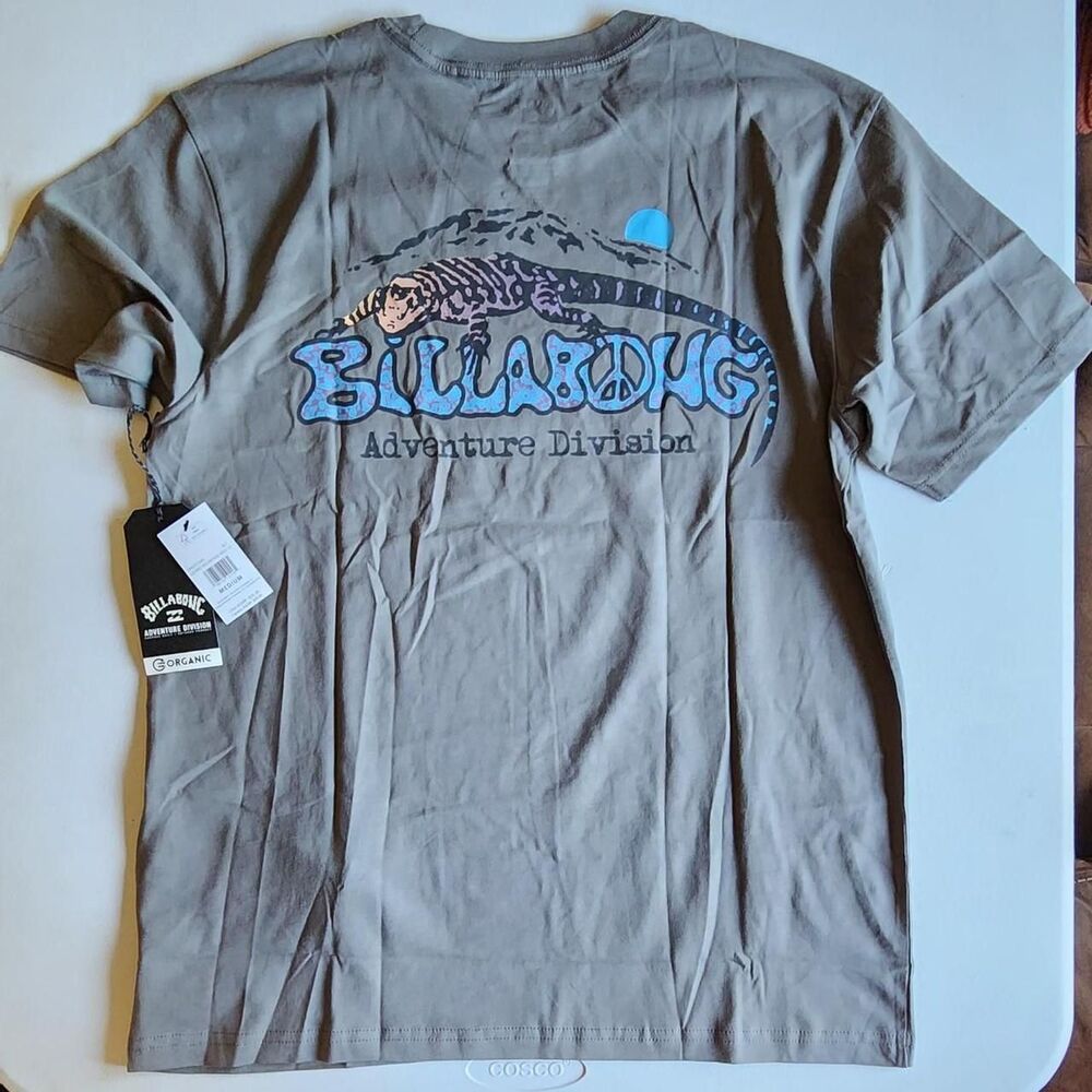 Billabong Men's Grey and Khaki T-shirt